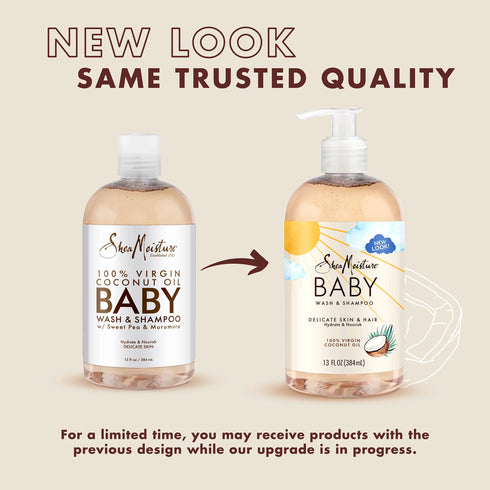 SheaMoisture Baby Wash and Shampoo 100% Virgin Coconut Oil for Baby Skin Cruelty Free Skin Care 13 oz