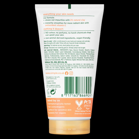 Simple Protect & Glow Face Wash Vitamin C Clay 150ml