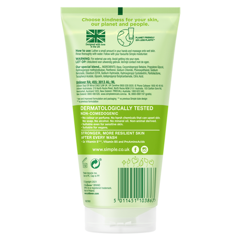 Simple Kind To Skin Refreshing Facial Wash 150ml