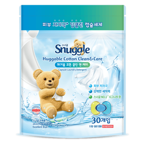 SNUGGLE CAPSULE LAUNDRY DETERGENT HUGGABLE COTTON CLEAN & CARE 30PCS