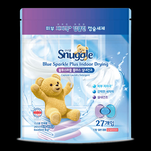 SNUGGLE CAPSULE LAUNDRY DETERGENT BLUE SPARKLE PLUS INDOOR DRYING 27PCS