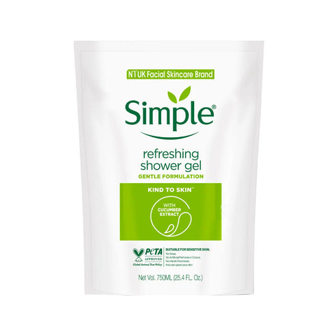SIMPLE KIND TO SKIN SHOWER GEL REFILL REFRESHING, FOR SENSITIVE SKIN 750ML