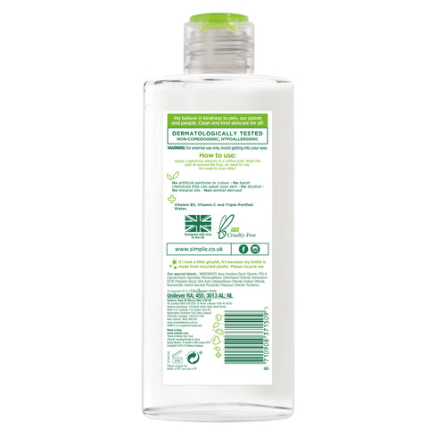 SIMPLE KIND TO SKIN MICELLAR CLEANSING WATER FOR SENSITIVE SKIN 400ML