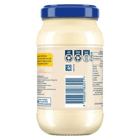 HELLMANN'S MAYONNAISE JAR REAL 400G