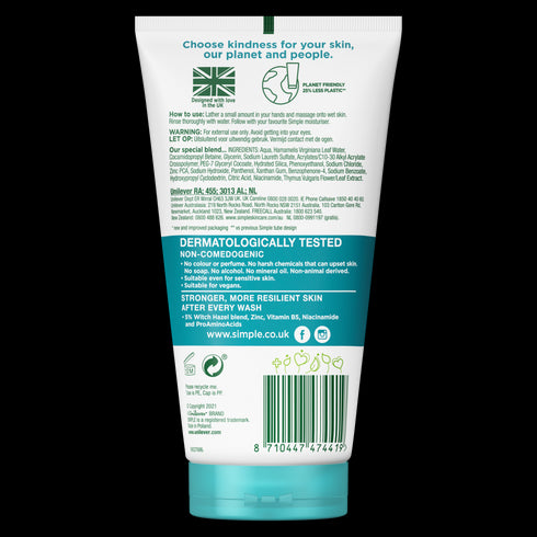 Simple Daily Skin Detox Purifying Gel Facial Wash 150ml