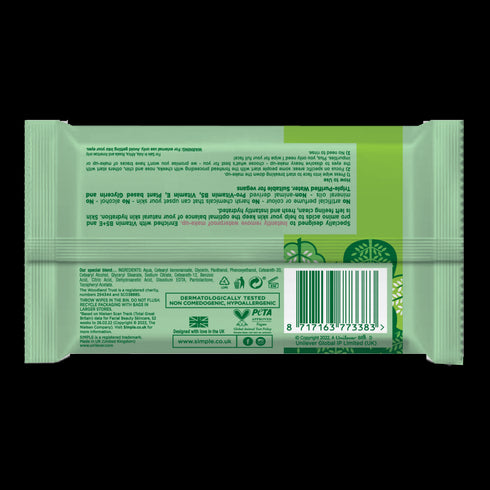 Simple Kind To Skin Biodegradable Cleaning Wipes 20Pcs