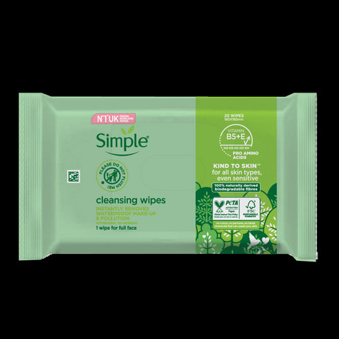 Simple Kind To Skin Biodegradable Cleaning Wipes 20Pcs