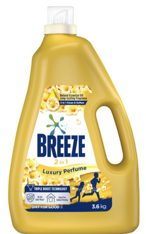 Breeze 2-in-1 Laundry Detergent Cleaner + Softener Luxury Perfume 3.6kg