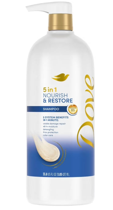 Dove Shampoo 5 in 1 Nourish & Restore 33.8Oz