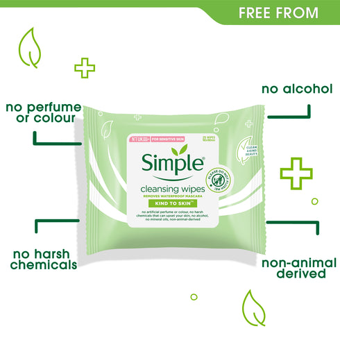 SIMPLE KIND TO SKIN FACE CARE CLEANSING WIPES 25PCS
