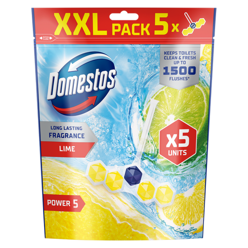 Domestos Power 5 Toilet Rimblock - Lime 5x50g