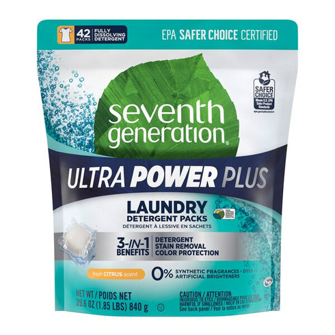 Seventh Generation Ultra Power Plus Laundry Detergent Packs Fresh Citrus 42pcs