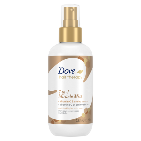 Dove Hair Therapy 7-in-1 Hairspray Miracle Mist + Vitamin C Leave-in Spray for Damaged Hair, 7.5 oz