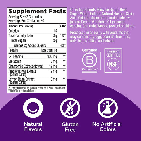 OLLY Sleep Gummy Vitamins with Melatonin Chewable Gummy Supplement 50 Gummies