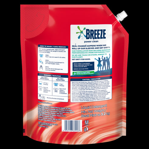Breeze Power Clean Liquid Detergent 3.2kg (Refill)