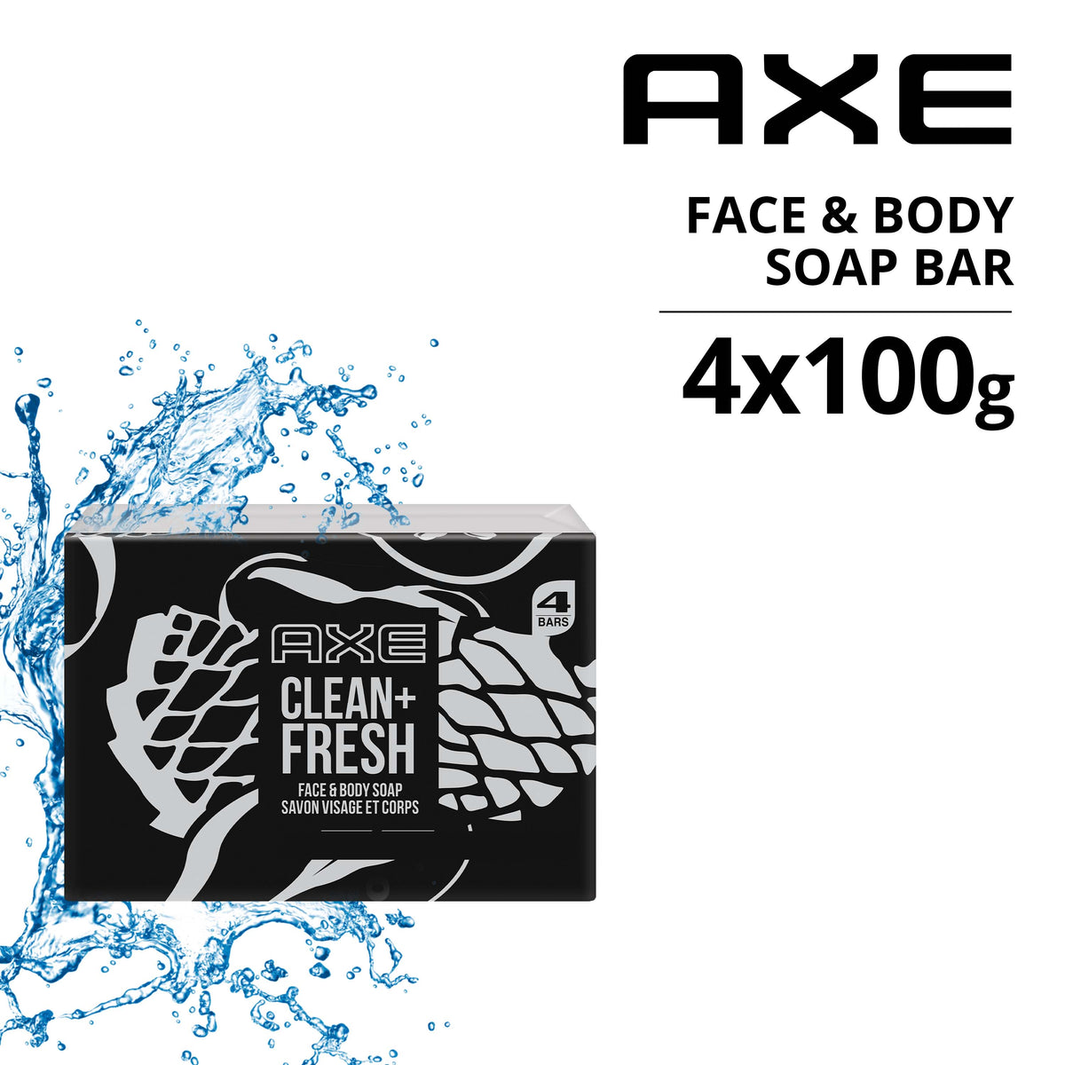 Axe Clean + Fresh Face and Body Soap Bar 4x100g The Good Cart SG