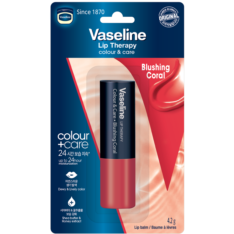 Vaseline Lip Therapy Colour + Care Tinted Lip Balm Blushing Coral 4.2G