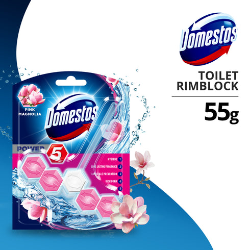 Domestos Pink Magnolia Toilet Rim Block 55G
