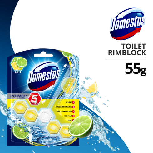 Domestos Power 5 Rim Block Lime 55G