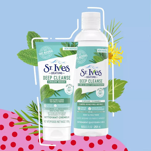 St. Ives Mint & Tea Tree Deep Cleanse 3-in-1 Daily Astringent Toner - 8.5 fl oz