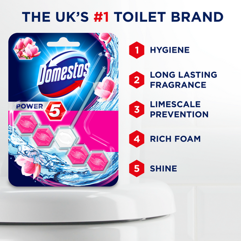 Domestos Pink Magnolia Toilet Rim Block 55G