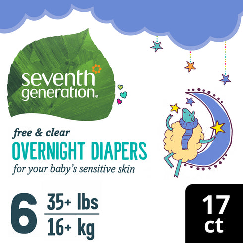 Seventh Generation Overnight Diapers - Stage 6 (35+ lbs.) 17 count