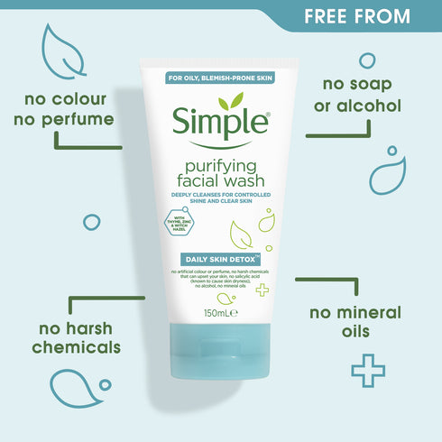Simple Daily Skin Detox Purifying Facial Wash 150ml