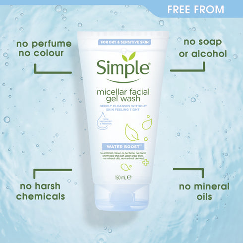 Simple Water Boost Micellar Facial Gel Wash 150ml (Exp 26 Apr '23)