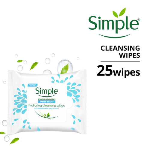 Simple Water Boost Hydrating Cleansing Wipes 25pc