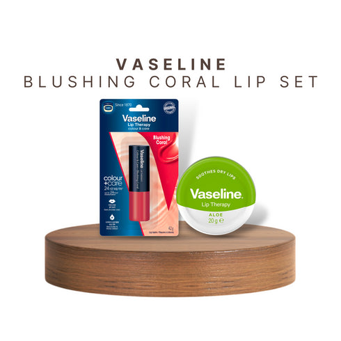 Vaseline Blushing Coral + Aloe Lip Set