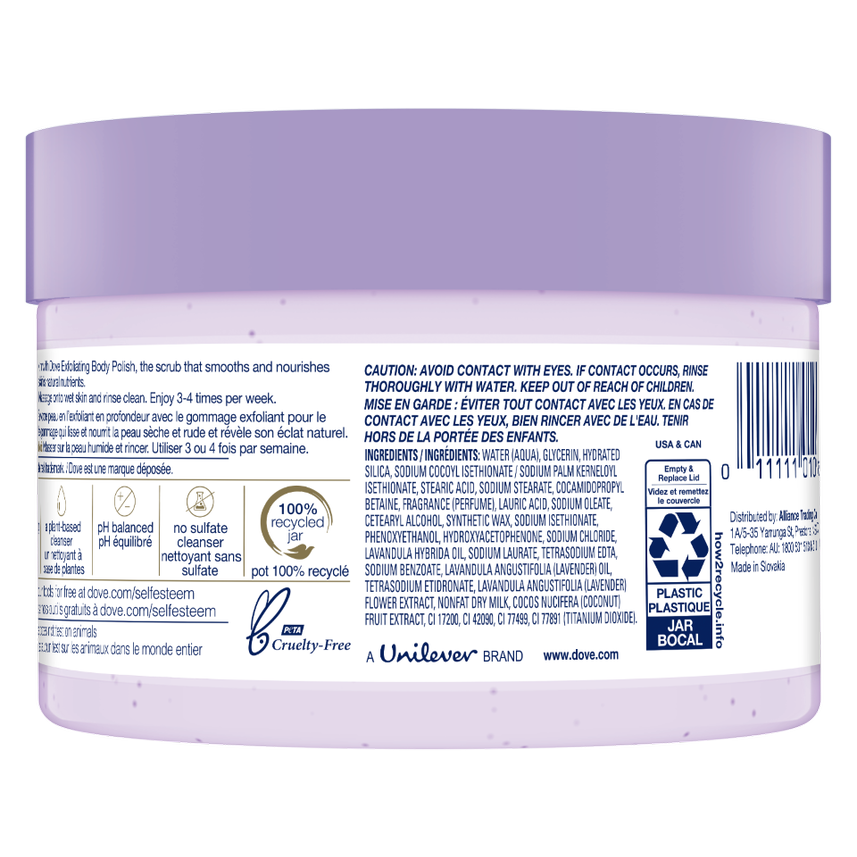 Dove Body Polish Crushed Lavender & Coconut Milk Moderate Exfoliating The Good Cart SG